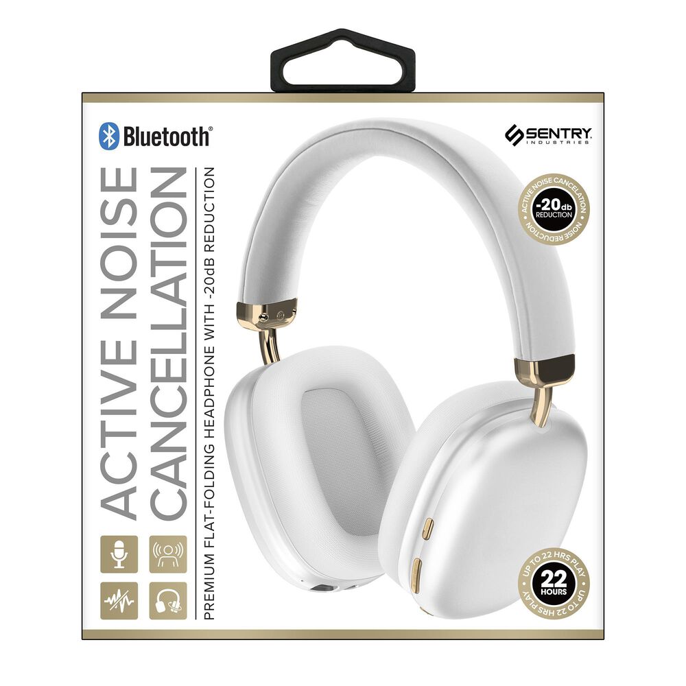 Sentry Active Noise Cancelling Headphones in White, , large