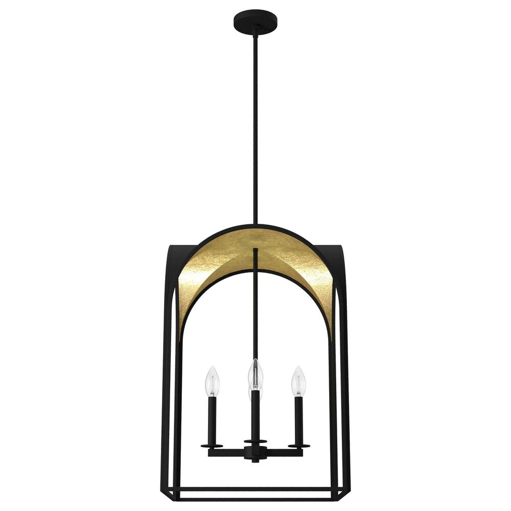 Hunter Dukestown 18" 4-Light Pendant in Natural Iron and Gold Leaf, , large