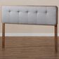 Baxton Studio Palina Queen Headboard with Light Grey Upholstered in Walnut Brown, , large