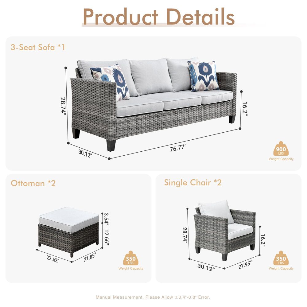 HOMLUX 5-Piece Outdoor Patio Furniture Set in Gray, , large