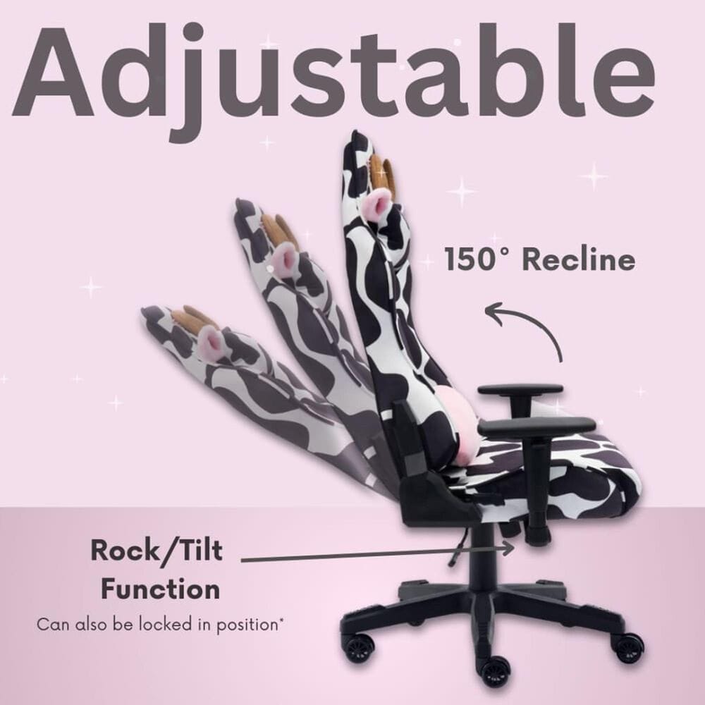 Rta Products Llc Cow Gaming Chair in Black and White, , large