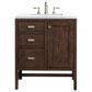 James Martin Vanities Addison 30" Single Vanity Cabinet in Mid Century Acacia with 3 cm White Zeus Quartz Top and Rectangular Sink, , large