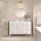James Martin Vanities Myrrin 48" Vanity in Bright White with Single Hole and 3 cm White Zeus Quartz Top & Backsplash, , large