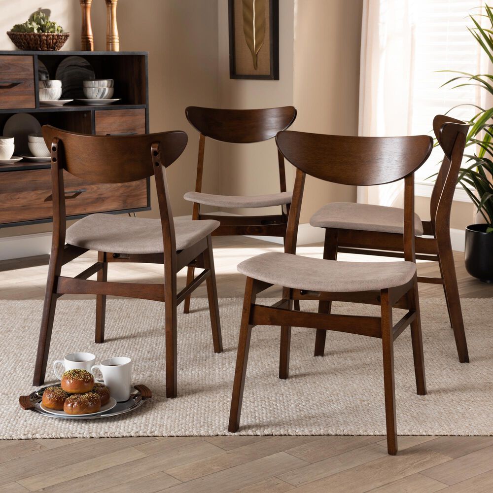 Baxton Studio Parlin Side Chair with Light Beige Cushion in Walnut Brown (Set of 4), , large