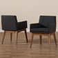 Baxton Studio Nexus Arm Chair with Dark Grey Cushion in Walnut Brown (Set of 2), , large