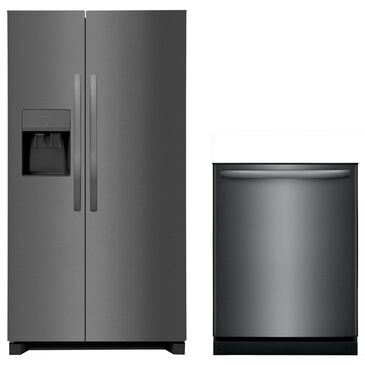 Frigidaire 2-Piece Kitchen Package with 25.6 Cu. Ft. Freestanding Side by Side Refrigerator and Built-In Dishwasher in Black Stainless Steel, , large