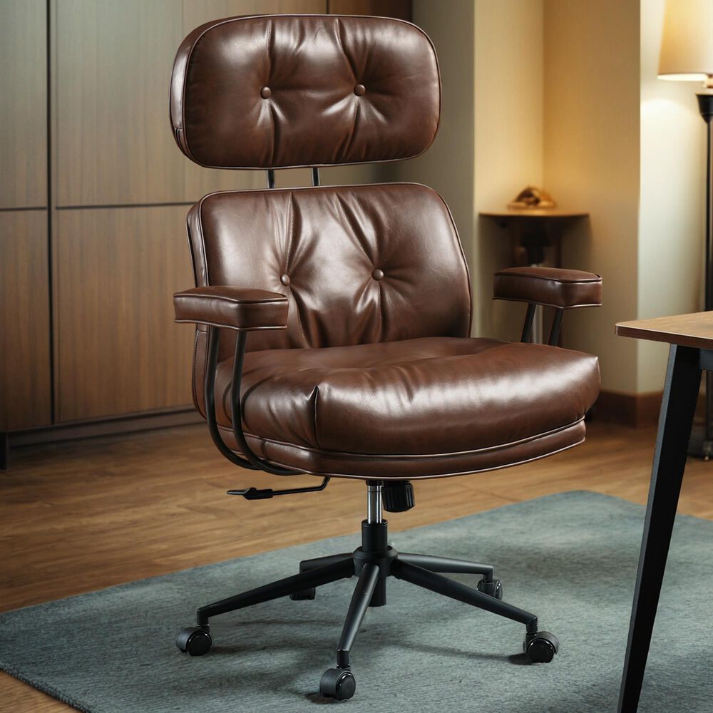 HOMLUX High Back Executive Office Chair with PU Leather in Dark Brown, , large