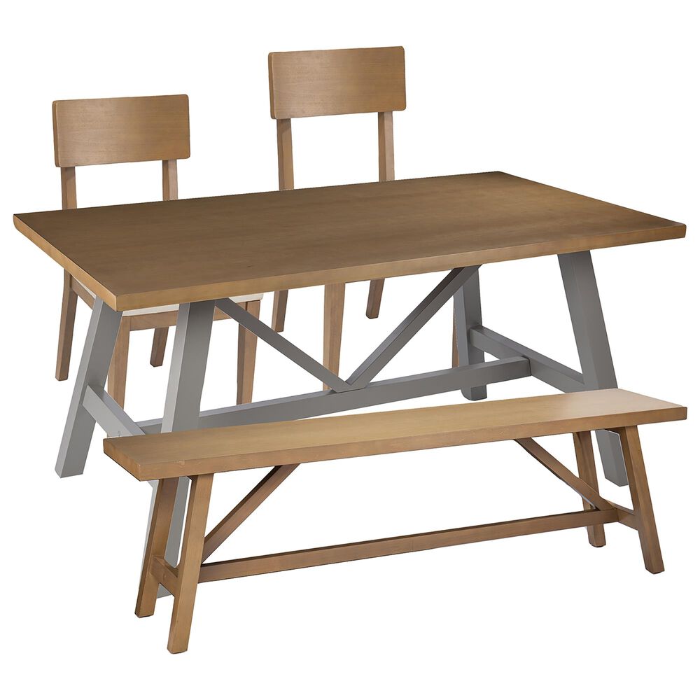 Southern Enterprises Hambleden 4-Piece Dining Set in Natural/Light Gray, , large
