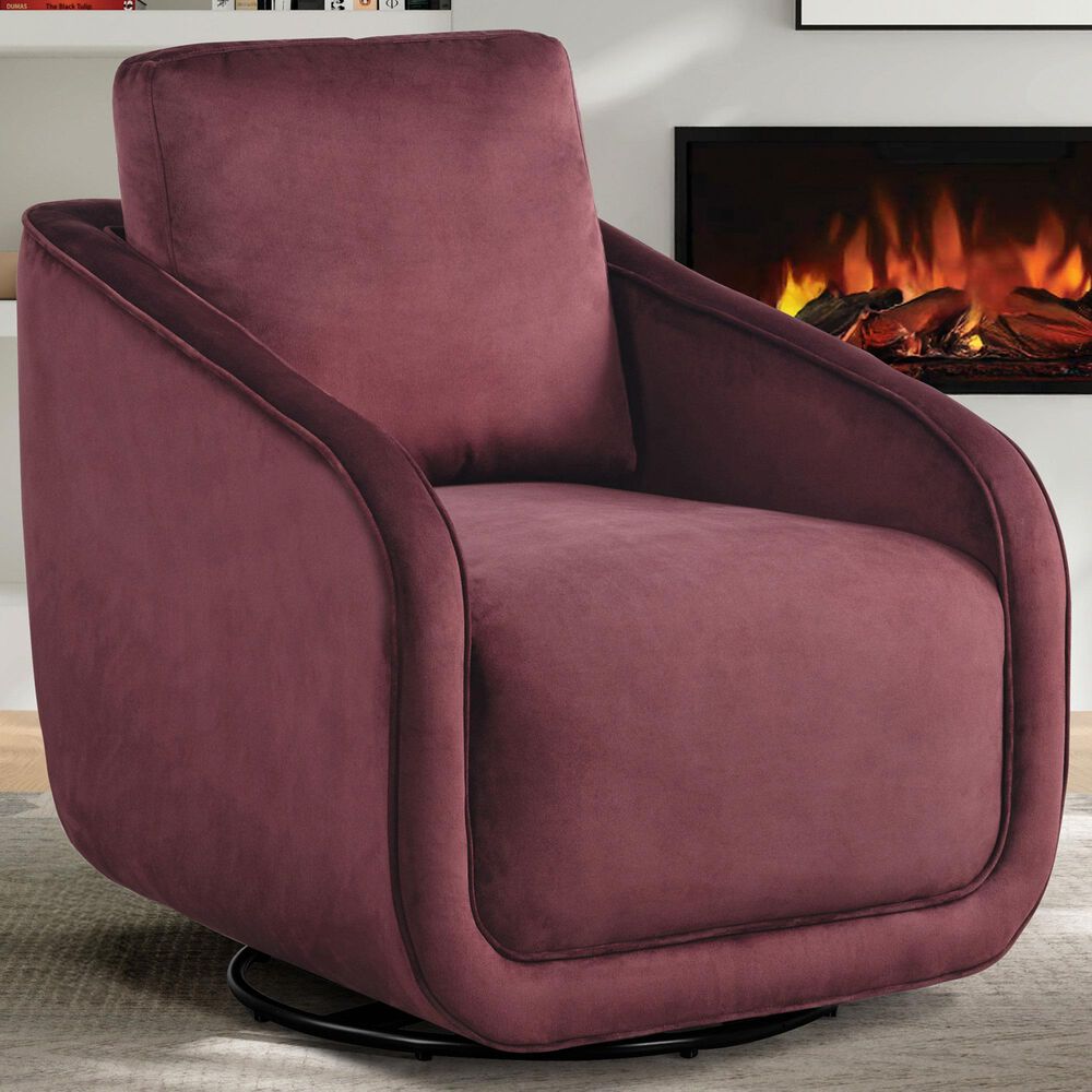 Lifestyle Solutions Lydia Swivel Accent Chair in Plum, , large