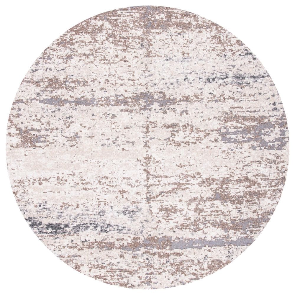 Safavieh Aston ASN799 6"7" Round Ivory and Grey Area Rug, , large