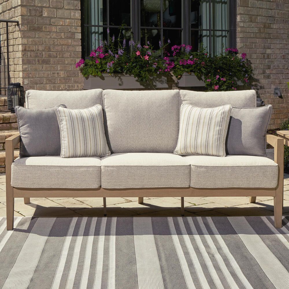 Ashley Hallow Creek Patio Sofa in Beige, , large