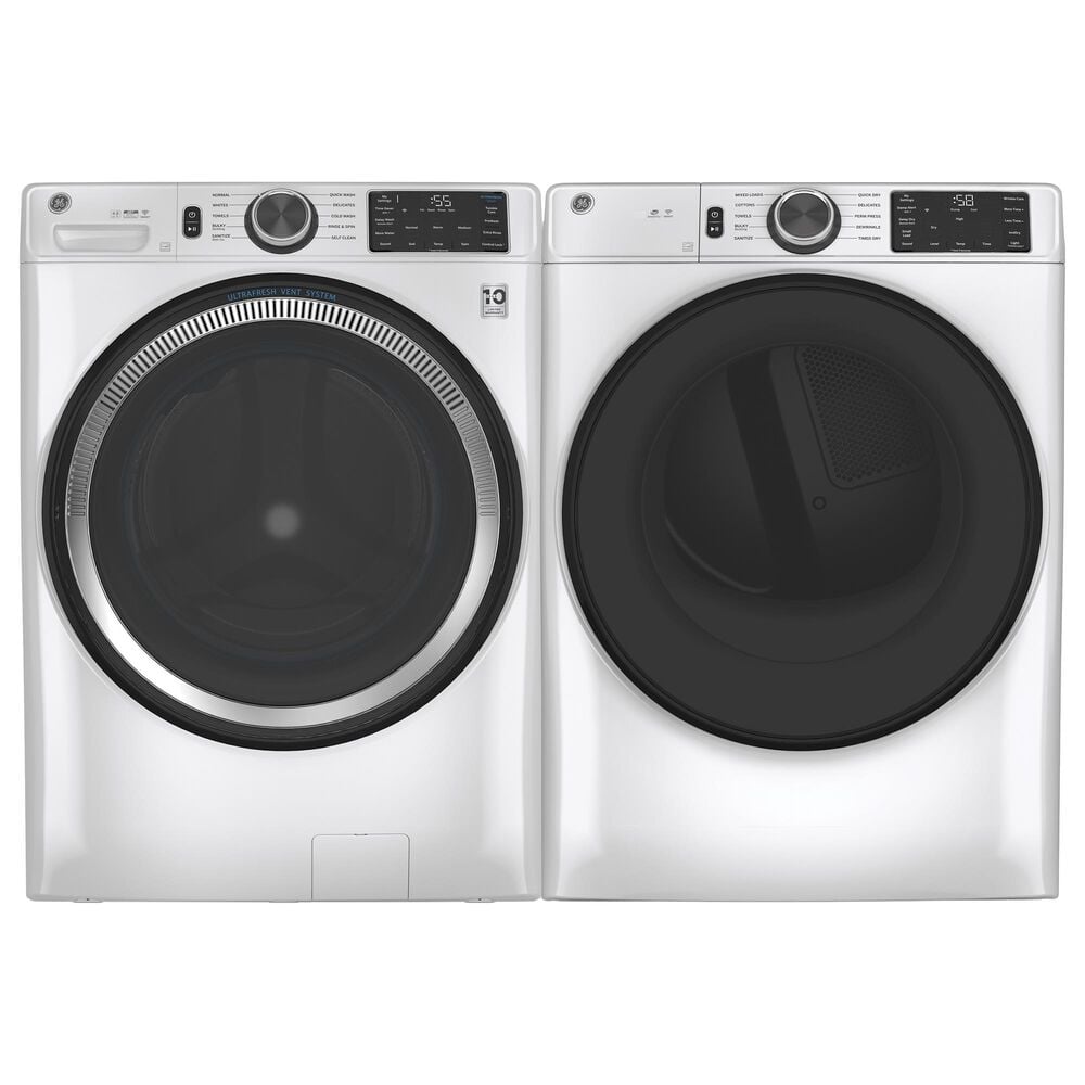 GE Appliances 4.8 Cu. Ft. Front Load Washer and 7.8 Cu. Ft. Electric Dryer Laundry Pair in White, , large