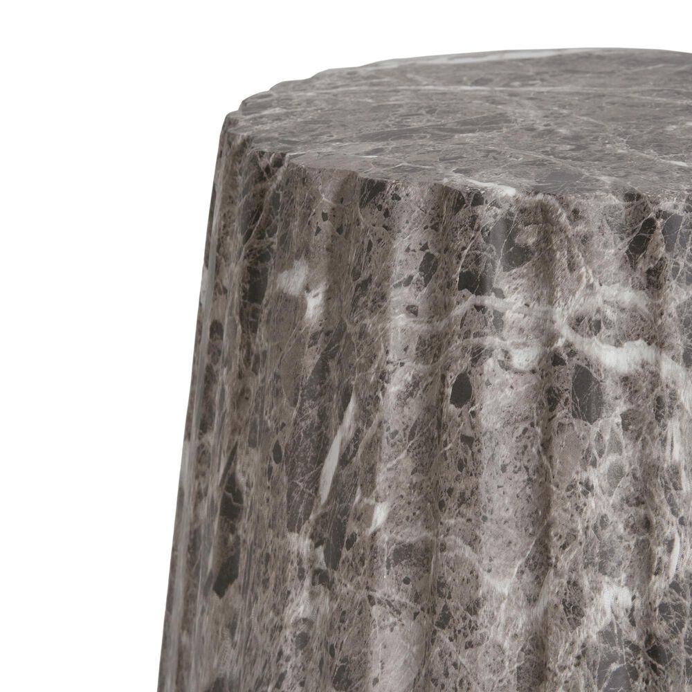 Hearth and Haven Outdoor Carved Side Table with Faux Natural Stone Texture in Brown, , large