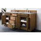 James Martin Vanities Bristol 72" Double Bathroom Vanity in Saddle Brown with 3 cm Carrara White Marble Top and Rectangular Sinks, , large