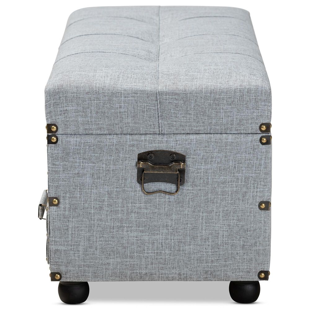 Baxton Studio Flynn 2-Drawer Storage Trunk Ottoman in Grey, , large