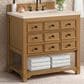 James Martin Vanities Malibu 36" Single Bathroom Vanity in Amber Birch with 3 cm Eternal Marfil Quartz Top and Rectangular Sink, , large