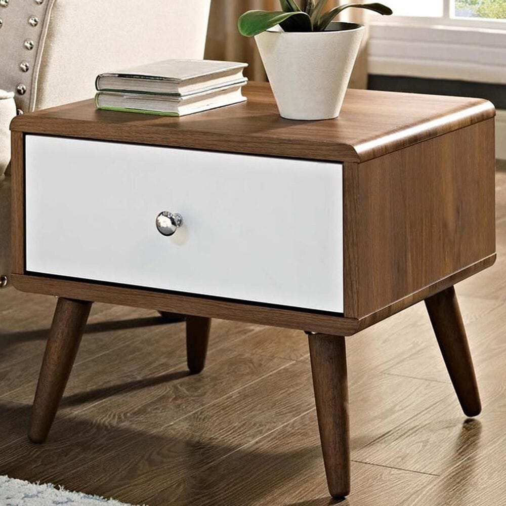 Modway Transmit 1 Drawer Nightstand in Walnut White, , large