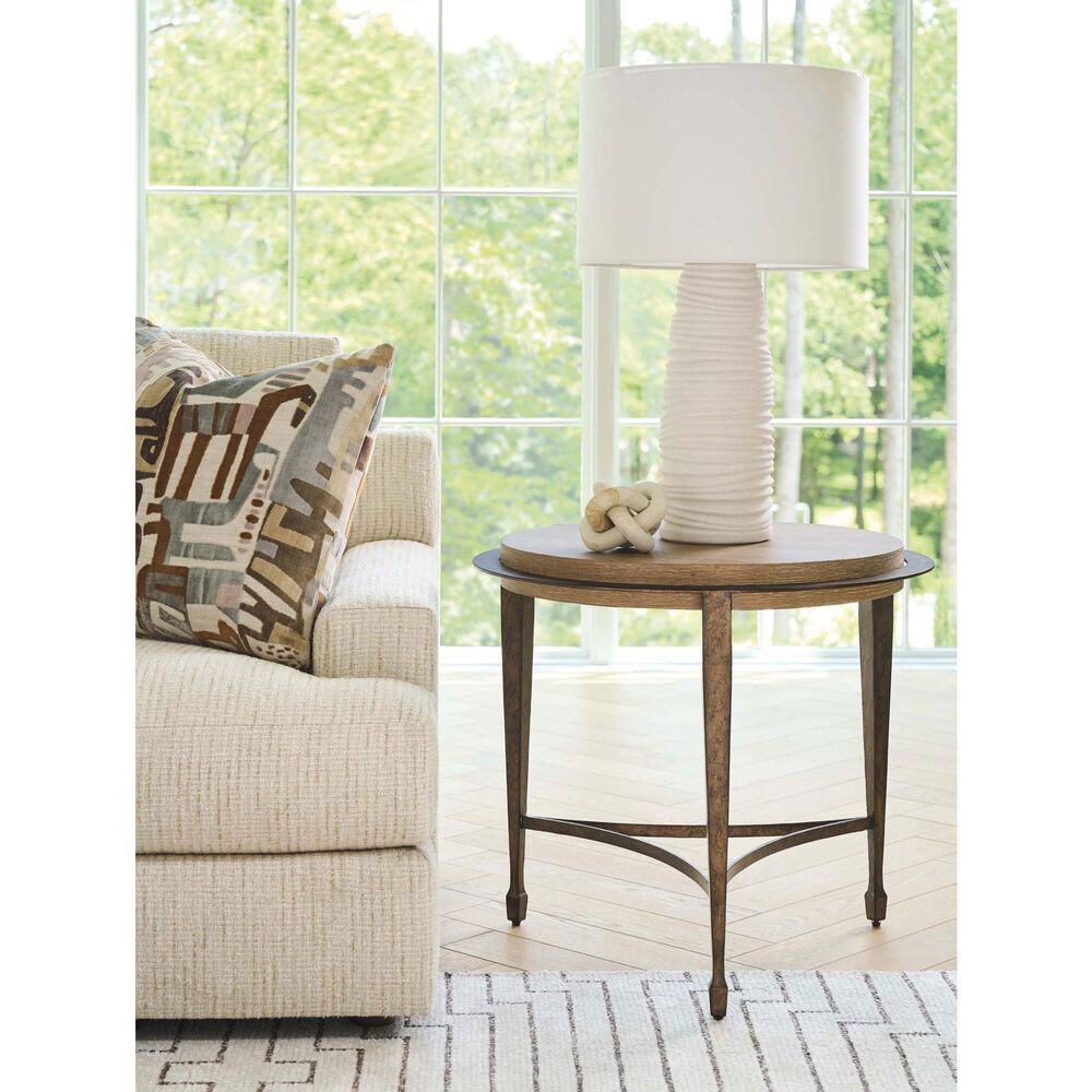 Lexington Home Brands Montecito Catalonia Round Side Table in Chaparral and Bronze, , large