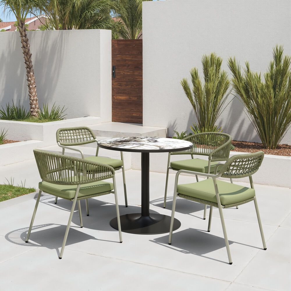 Zuo Modern Batu 35" Round Dining Table in Gray, Black and White - Table Only, , large