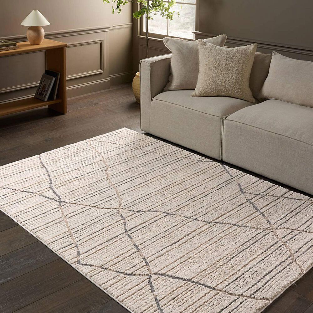 Jaipur Jaida Sachi 5&#39;3&quot; x 7&#39; Gray Morn, Jet Black, Humus, Gargoyle and Coconut Milk Area Rug, , large