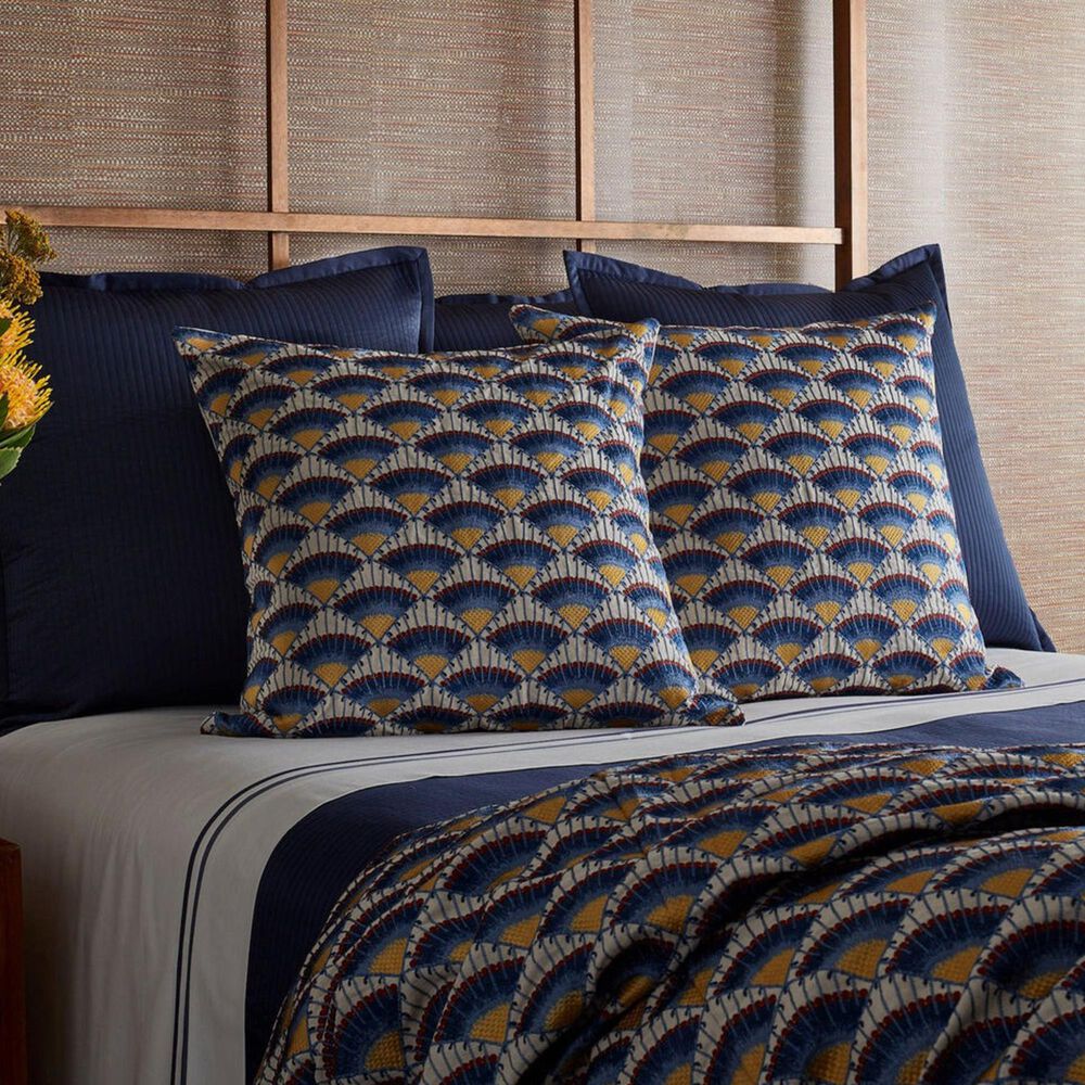 Ann Gish Maiolica 96&quot; x 50&quot; Throw in Blues, Yellow and Red, , large