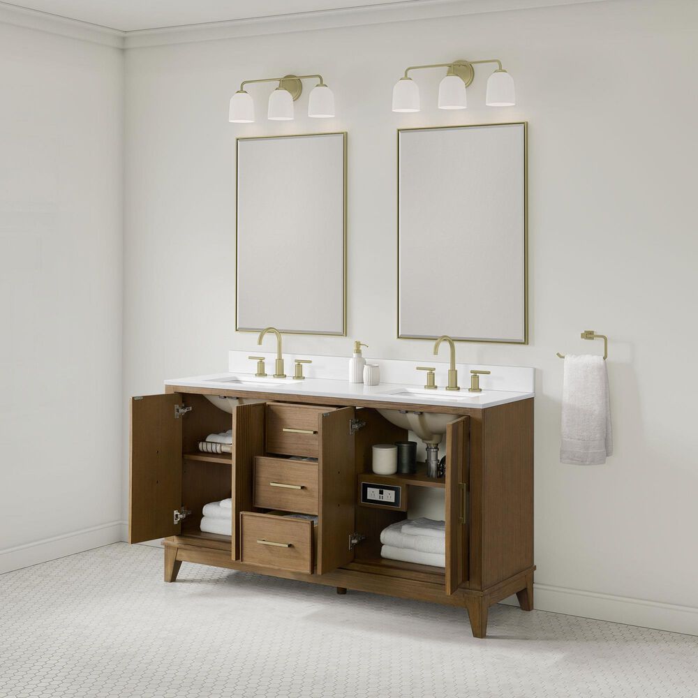 37B Fenwick 60" Double Bathroom Vanity in Kona with Glossy White Composite Stone Top and Backsplash, , large
