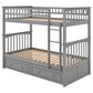 Hearth and Haven Twin over Twin Convertible Bunk Bed with Drawers in Gray, , large