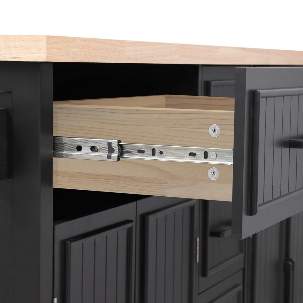 HOMLUX 56.5'' Kitchen Island with Drop Leaf in Black and Natural, , large