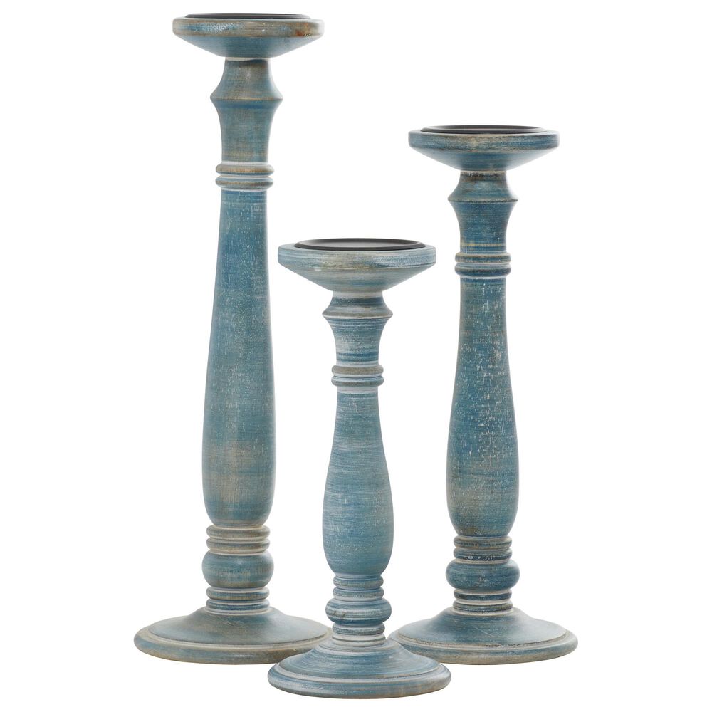 Maple and Jade Country Candle Holder in Blue Washed (Set of 3), , large