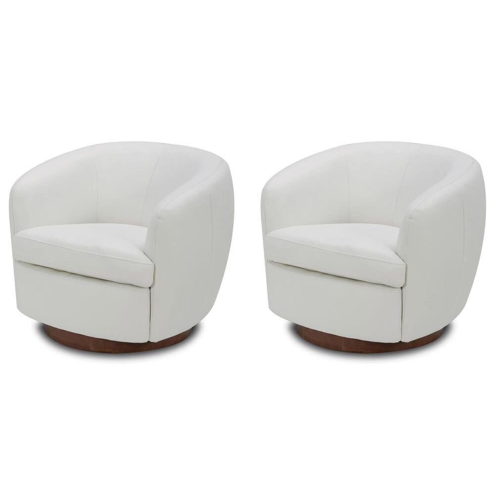 Kuka Home Swivel Accent Chair in Baja White (Set of 2), , large