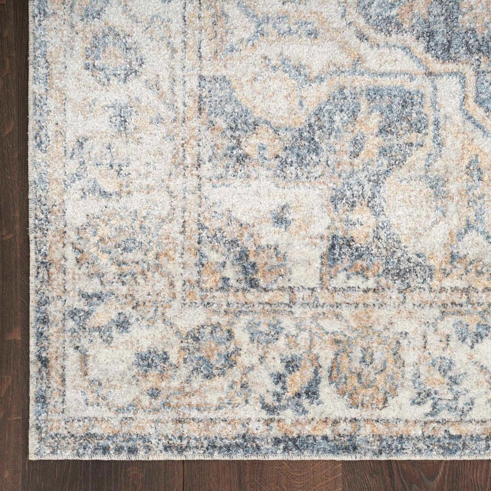 Nourison Astra Machine Washable 2&#39;2&quot; x 10&#39; Grey and Blue Runner, , large