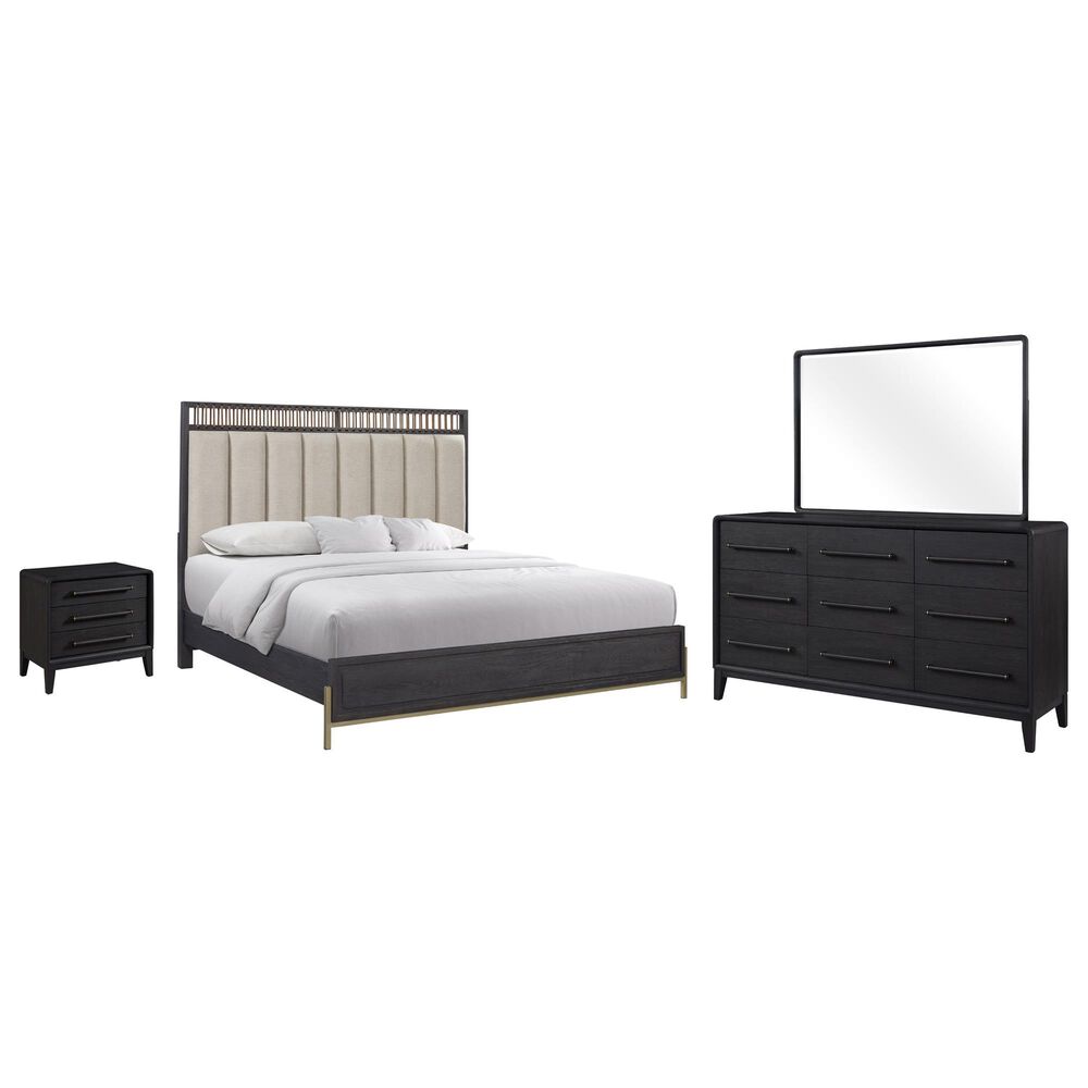 Sterling Timber Elure 4 Piece King Upholstered and Strap Panel Bedroom Set in Peppercorn, , large