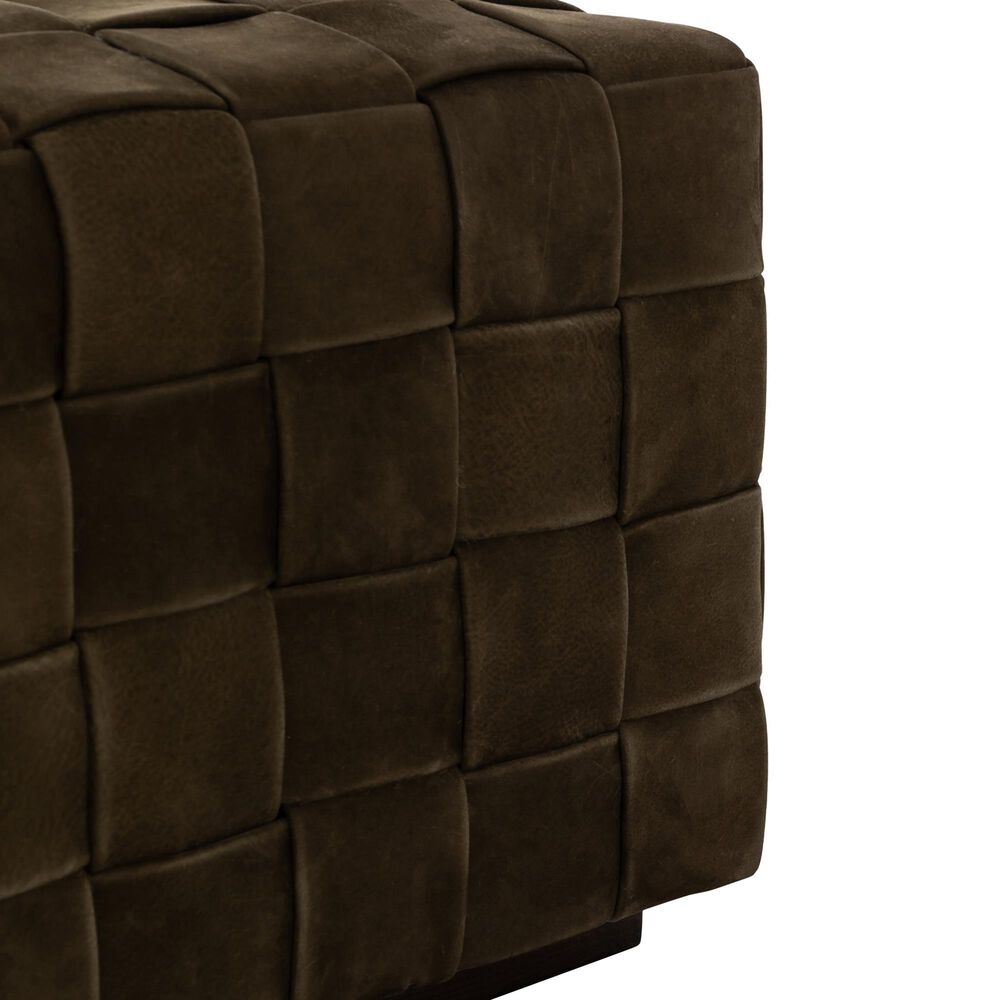 Four Hands Flores Ottoman in Nubuck Olive, , large
