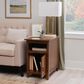 Linon Home Decor Birkdale Accent Table with USB Port in Hazelnut, , large