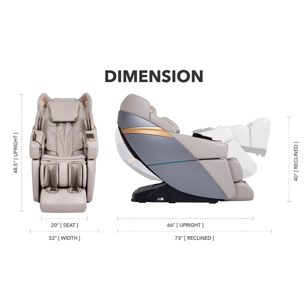 Osaki Ador 3D Allure Zero Gravity Voice Activated Massage Chair in Black and Charcoal, , large