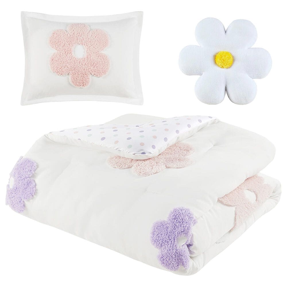 Hampton Park Gracie 3-Piece Twin Comforter Set in White and Purple, , large