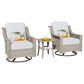 HOMLUX 3-Piece Outdoor Swivel Rocking Chair Set and Side Table in Gray, , large