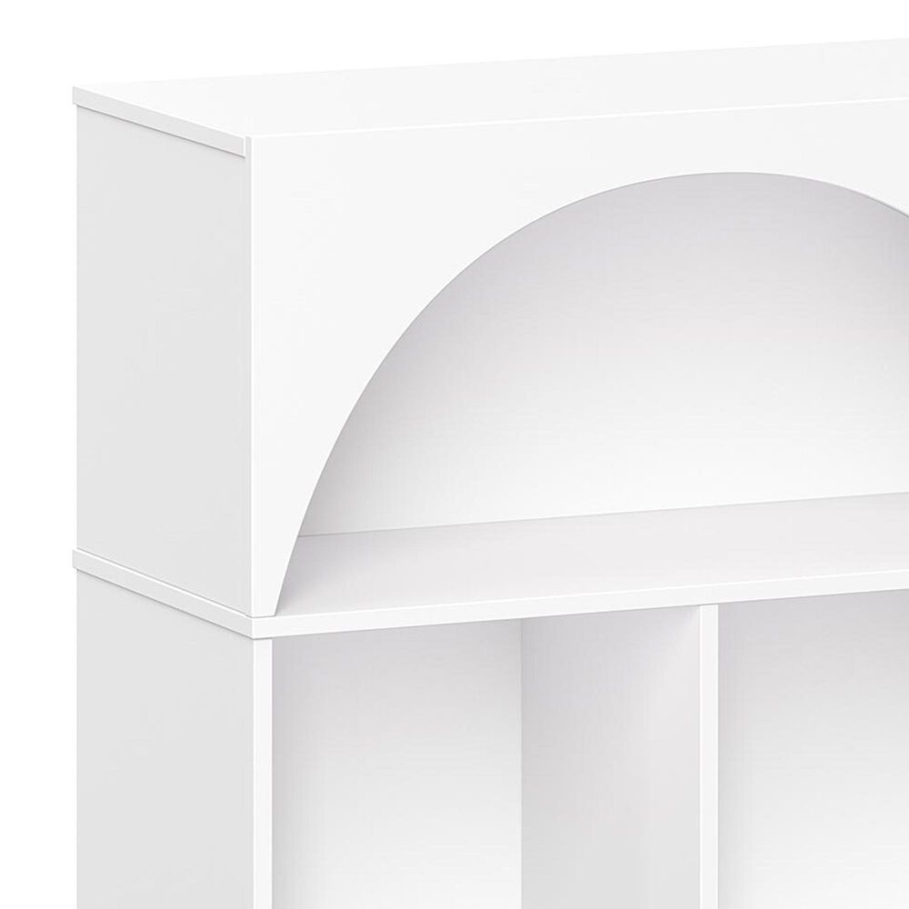 RiverRidge Home Kids Curve Appeal 46" 4-Cubby Bookcase with 2 Taupe Bins in White, , large