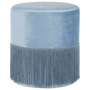 Lumisource Fringe Ottoman in Powder Blue Velvet, , large