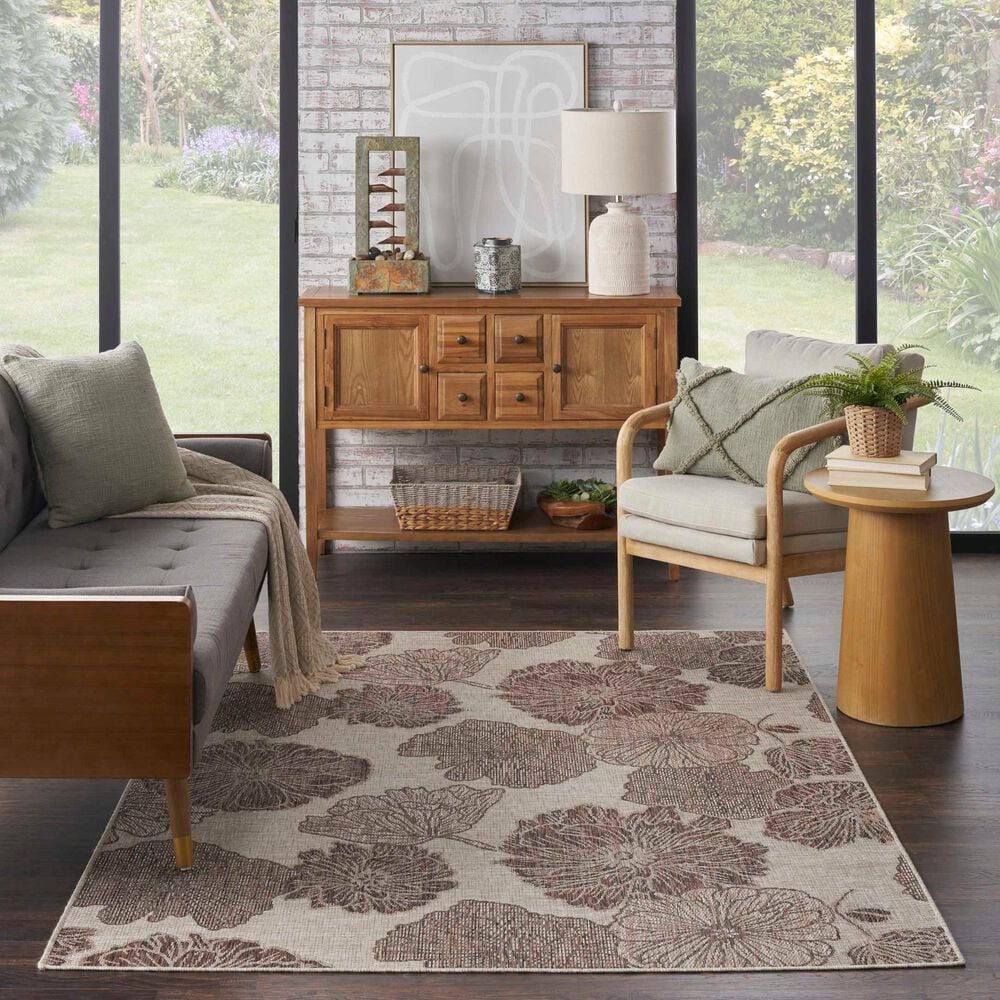 Nourison Garden Oasis Natural 6&#39; x 9&#39; Indoor/Outdoor Area Rug, , large