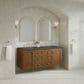 James Martin Laurent 60" Double Bathroom Vanity in Honey Oak with 3 cm Parisien Bleu Silestone Top, Rectangular Sinks and FreePower Wireless Charger, , large