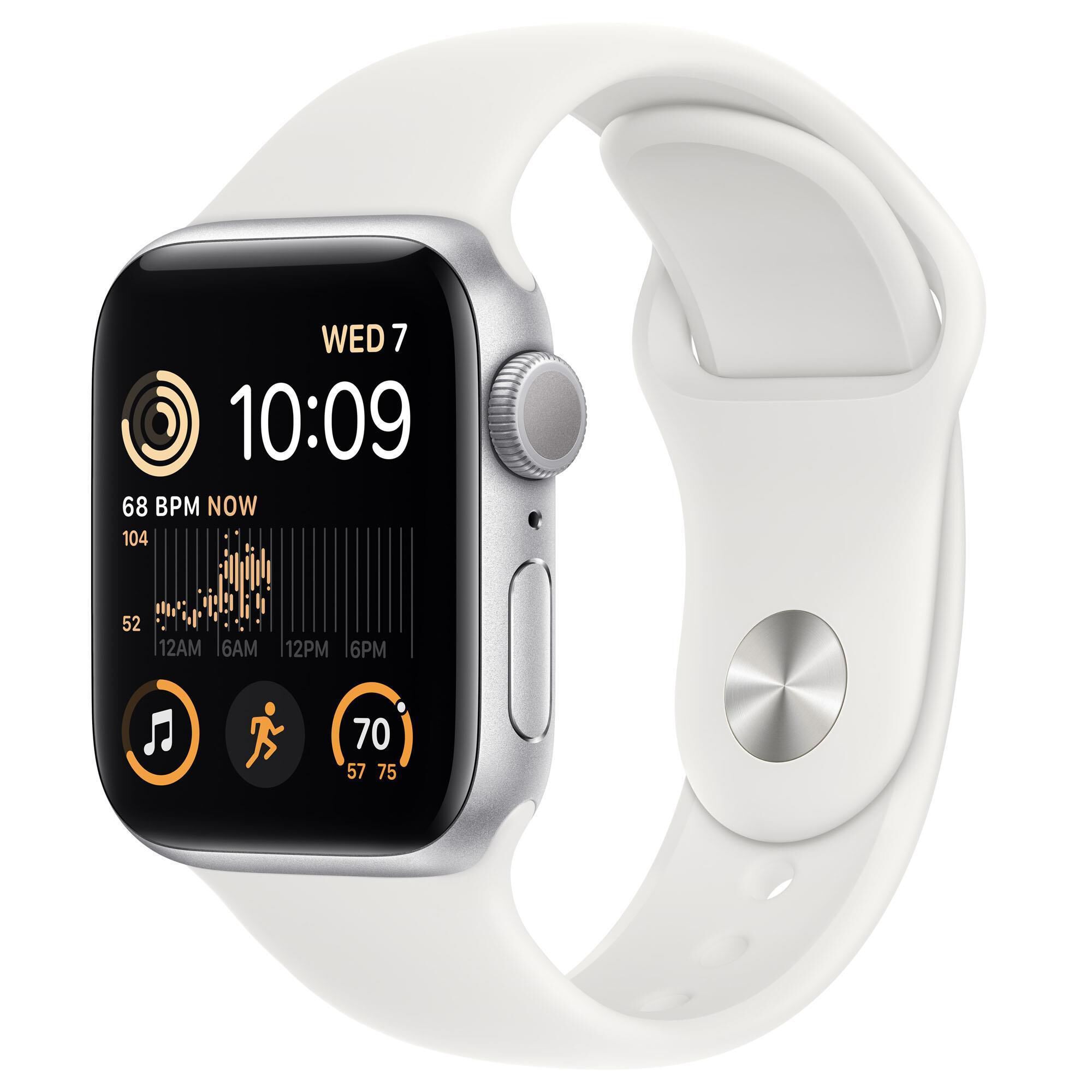 Apple Watch SE GPS 44mm Silver Aluminum Case with White Sport