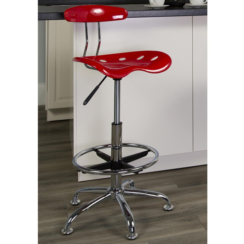 Flash Furniture Vibrant Drafting Stool in Red, , large