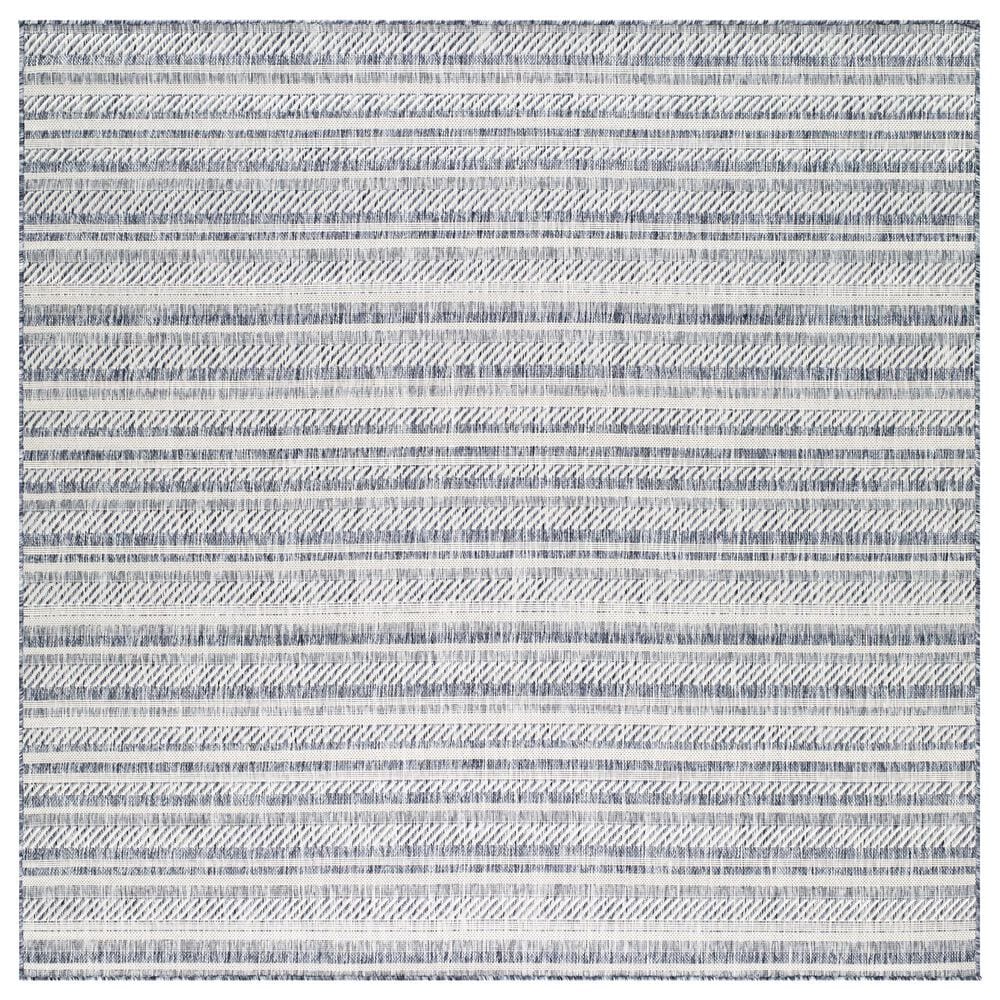 Surya Eagean EAG-2407 Navy, Blue, Pale Blue, Oatmeal, Gray, Off-White and Taupe 7"10" Square Indoor/Outdoor Area Rug, , large