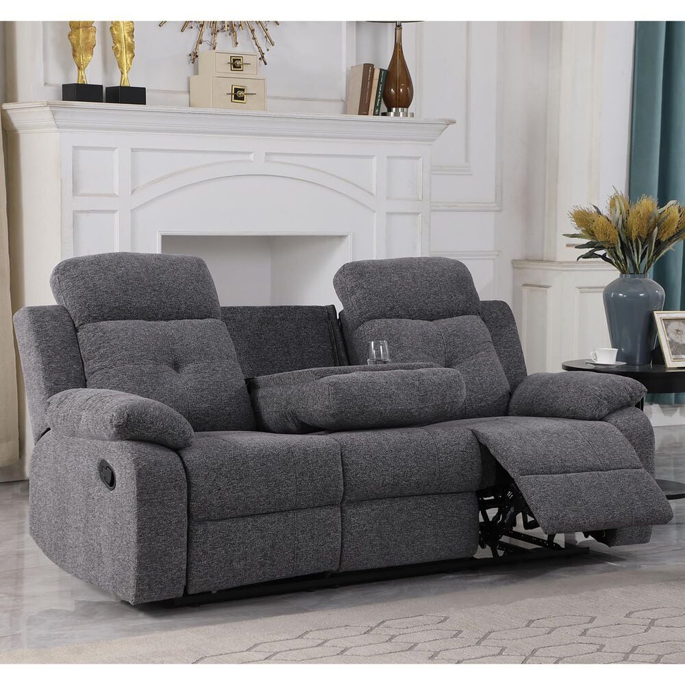Titanic Furniture Bellinda Manual Reclining Sofa in Gray, , large
