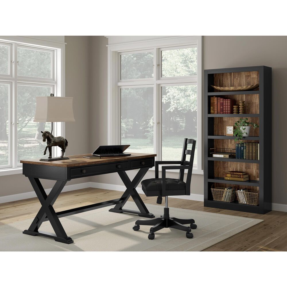 Ashley Wildenauer Home Office Desk in Rich Brown and Warm Satin Black, , large
