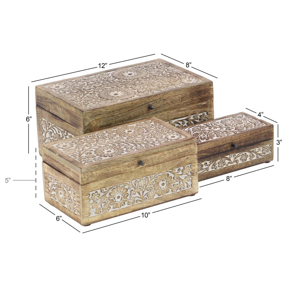 Maple and Jade Coastal Box in Brown and White &#40;Set of 3&#41;, , large