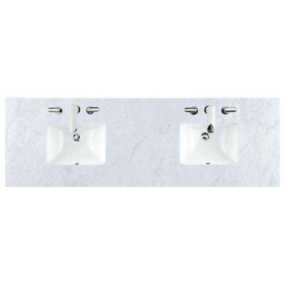 James Martin Vanities Brittany 72&quot; Double Bathroom Vanity in Black Onyx with 3 cm Carrara White Marble Top and Rectangle Sinks, , large
