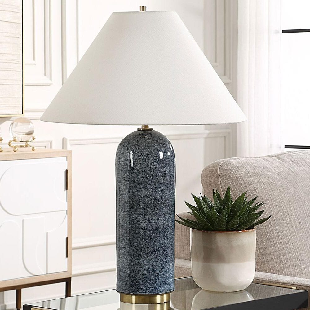 Uttermost Mayetta Table Lamp in Deep Blue and Antique Brass, , large