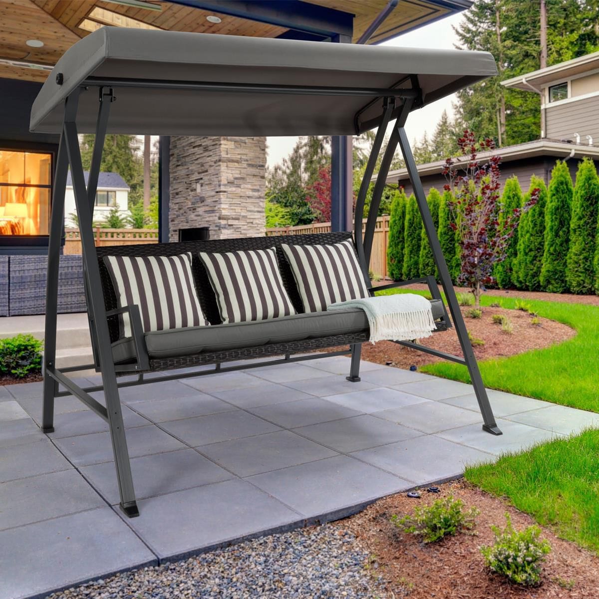 Gray cheap patio swing